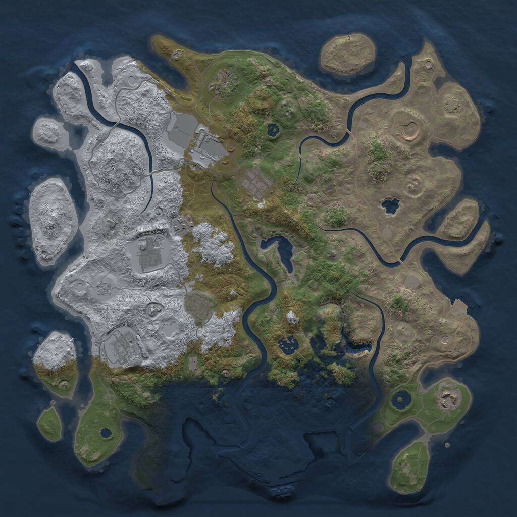 Rust Map: Procedural Map, Size: 4050, Seed: 2071058628, 16 Monuments