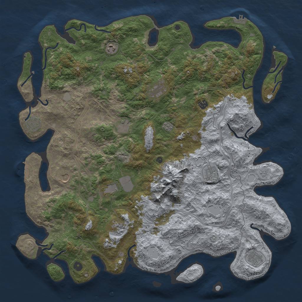 Rust Map: Procedural Map, Size: 5000, Seed: 402791, 18 Monuments