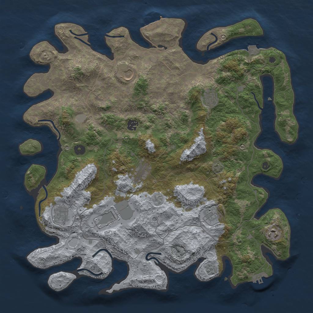 Rust Map: Procedural Map, Size: 4249, Seed: 1486012209, 17 Monuments