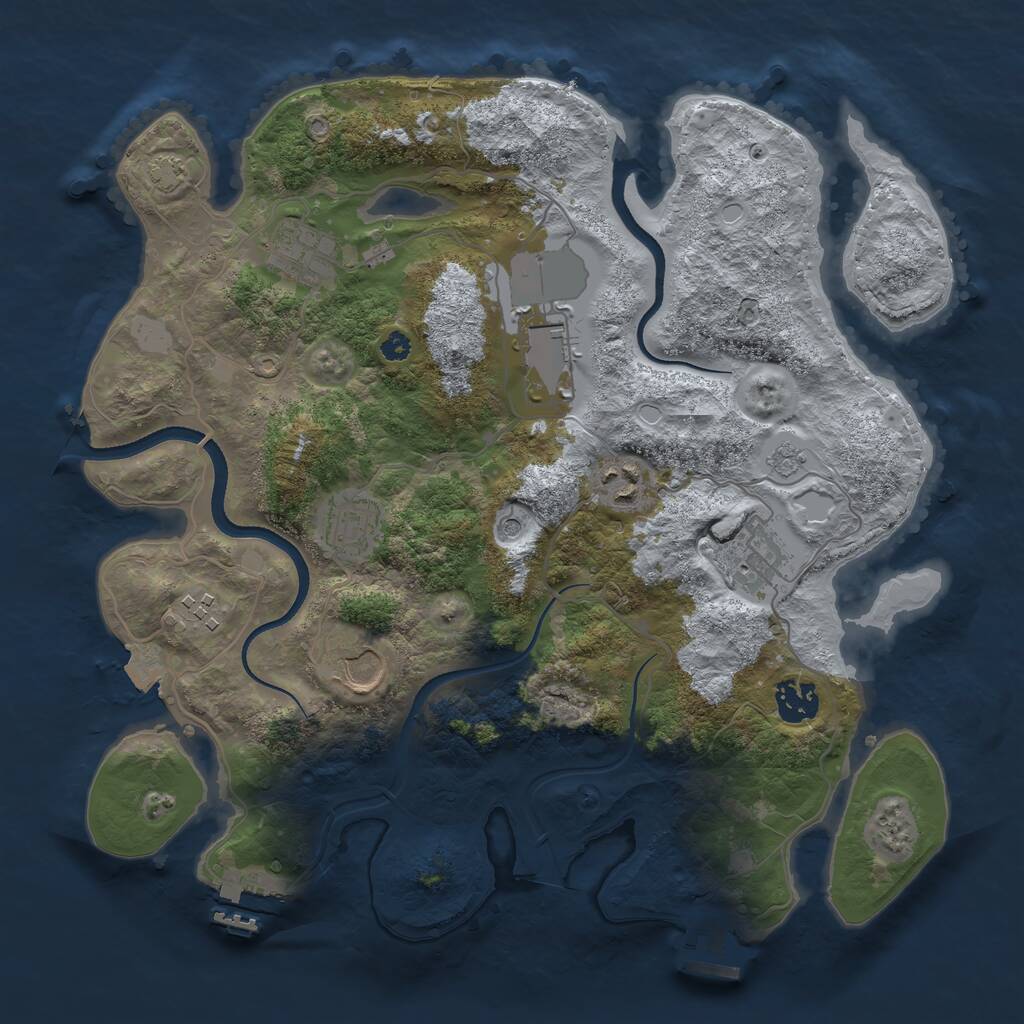 Rust Map: Procedural Map, Size: 3500, Seed: 2673766, 14 Monuments