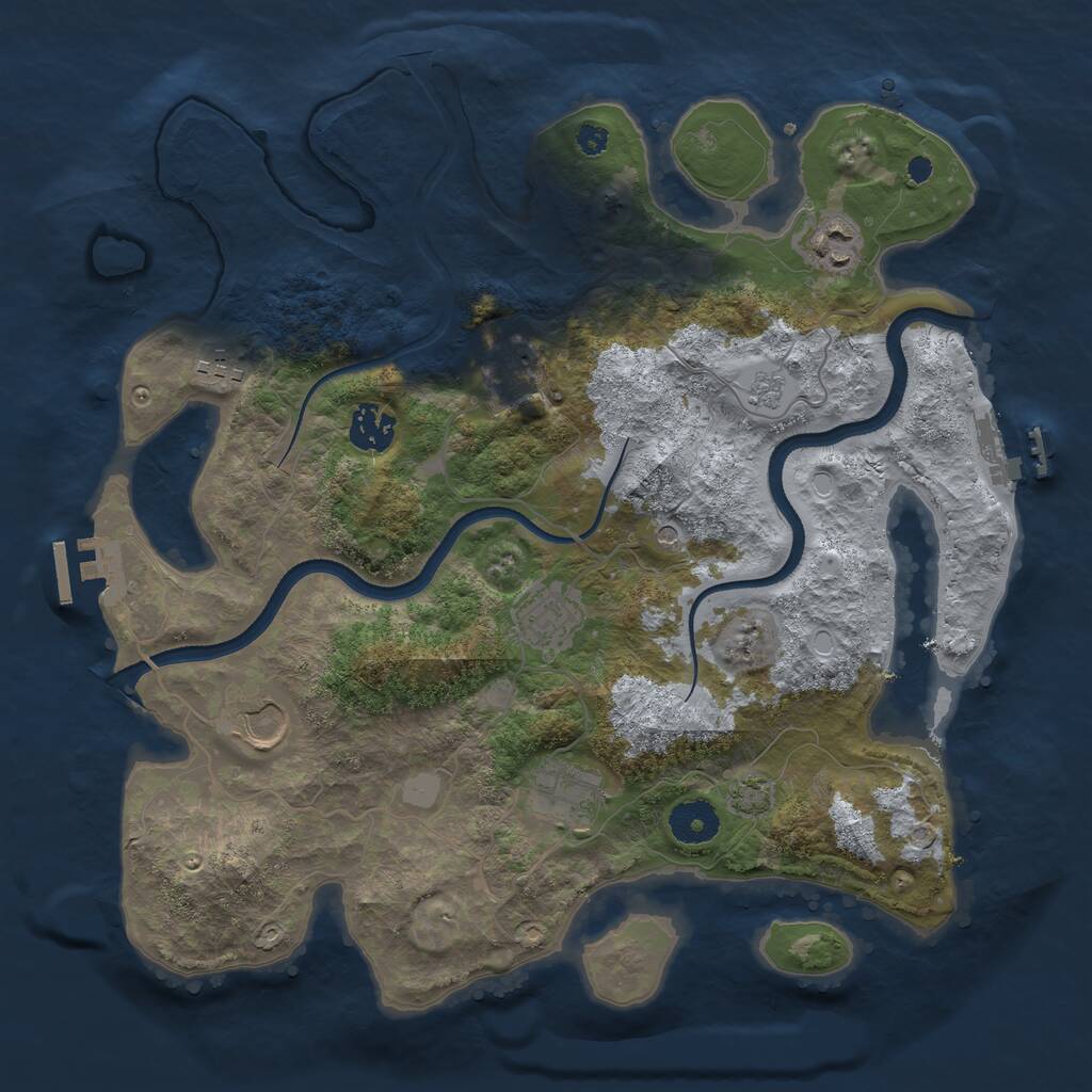 Rust Map: Procedural Map, Size: 3500, Seed: 324448577, 13 Monuments
