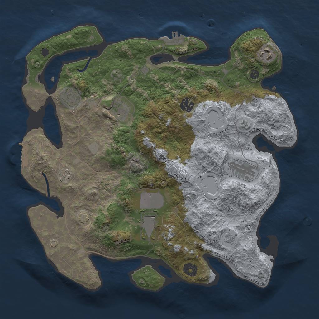 Rust Map: Procedural Map, Size: 3500, Seed: 2133587, 15 Monuments