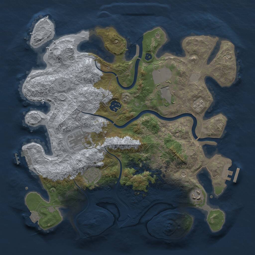 Rust Map: Procedural Map, Size: 3500, Seed: 63048577, 12 Monuments