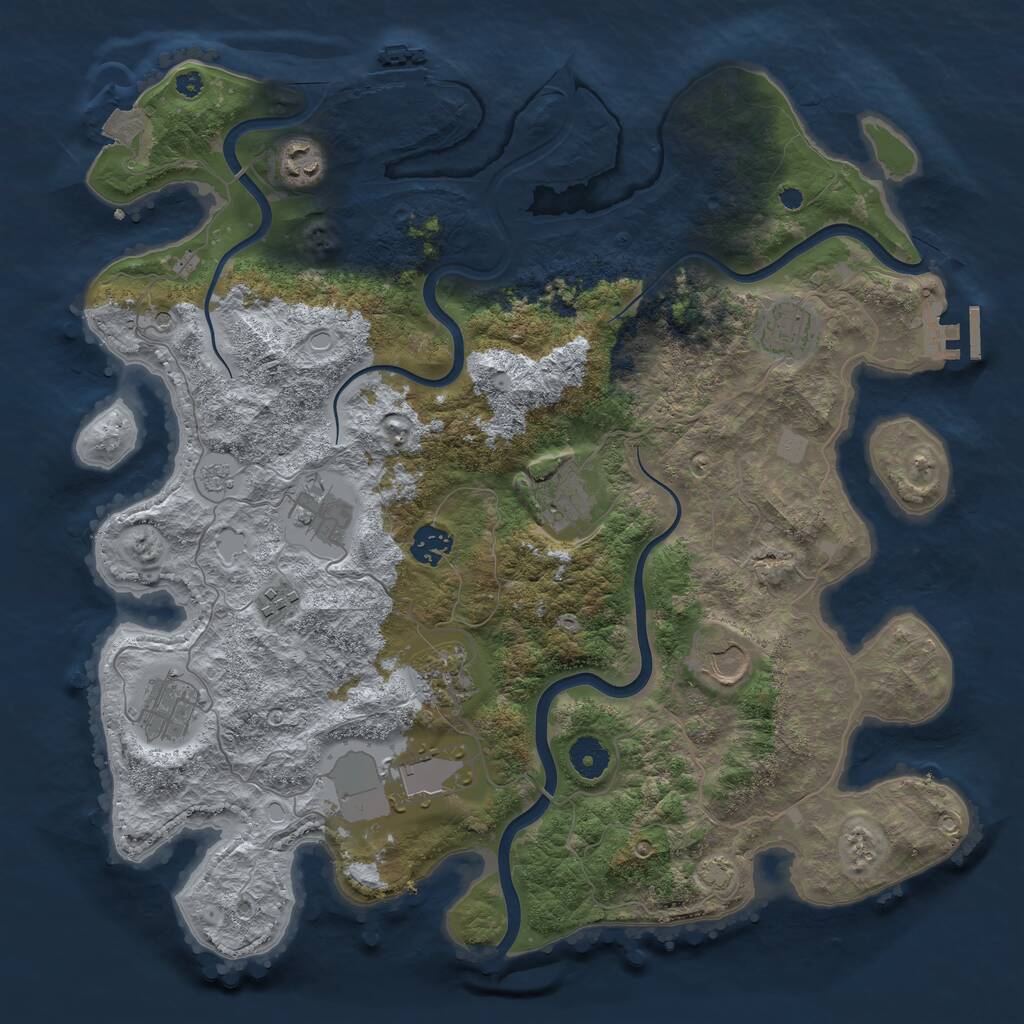 Rust Map: Procedural Map, Size: 3875, Seed: 699589345, 16 Monuments