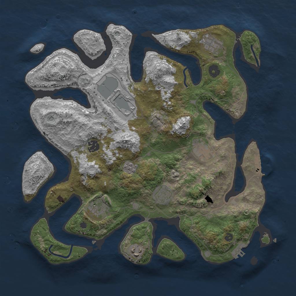 Rust Map: Procedural Map, Size: 3700, Seed: 246090211, 16 Monuments
