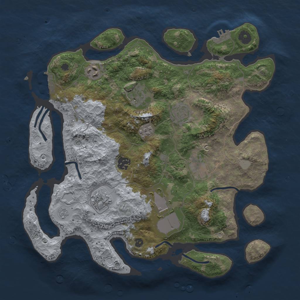 Rust Map: Procedural Map, Size: 3500, Seed: 499872154, 15 Monuments