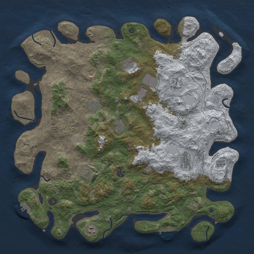 Rust Map: Procedural Map, Size: 4500, Seed: 486132, 20 Monuments