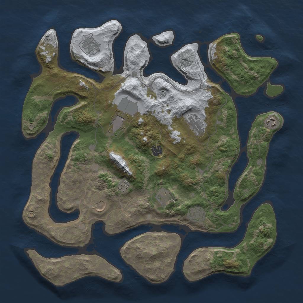 Rust Map: Barren, Size: 4100, Seed: 48745, 12 Monuments