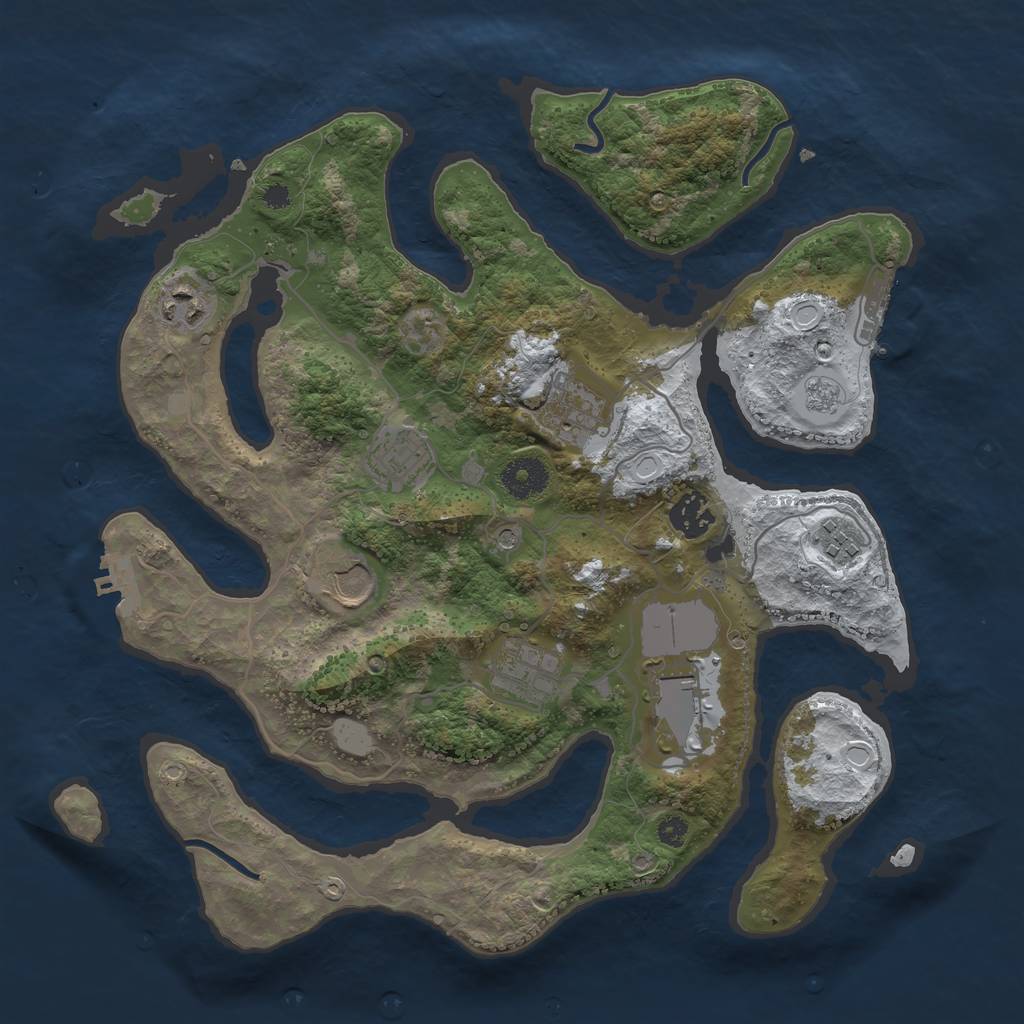 Rust Map: Procedural Map, Size: 3500, Seed: 1184293136, 17 Monuments