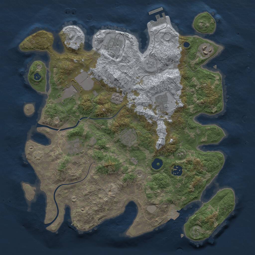 Rust Map: Procedural Map, Size: 3500, Seed: 225415684, 13 Monuments