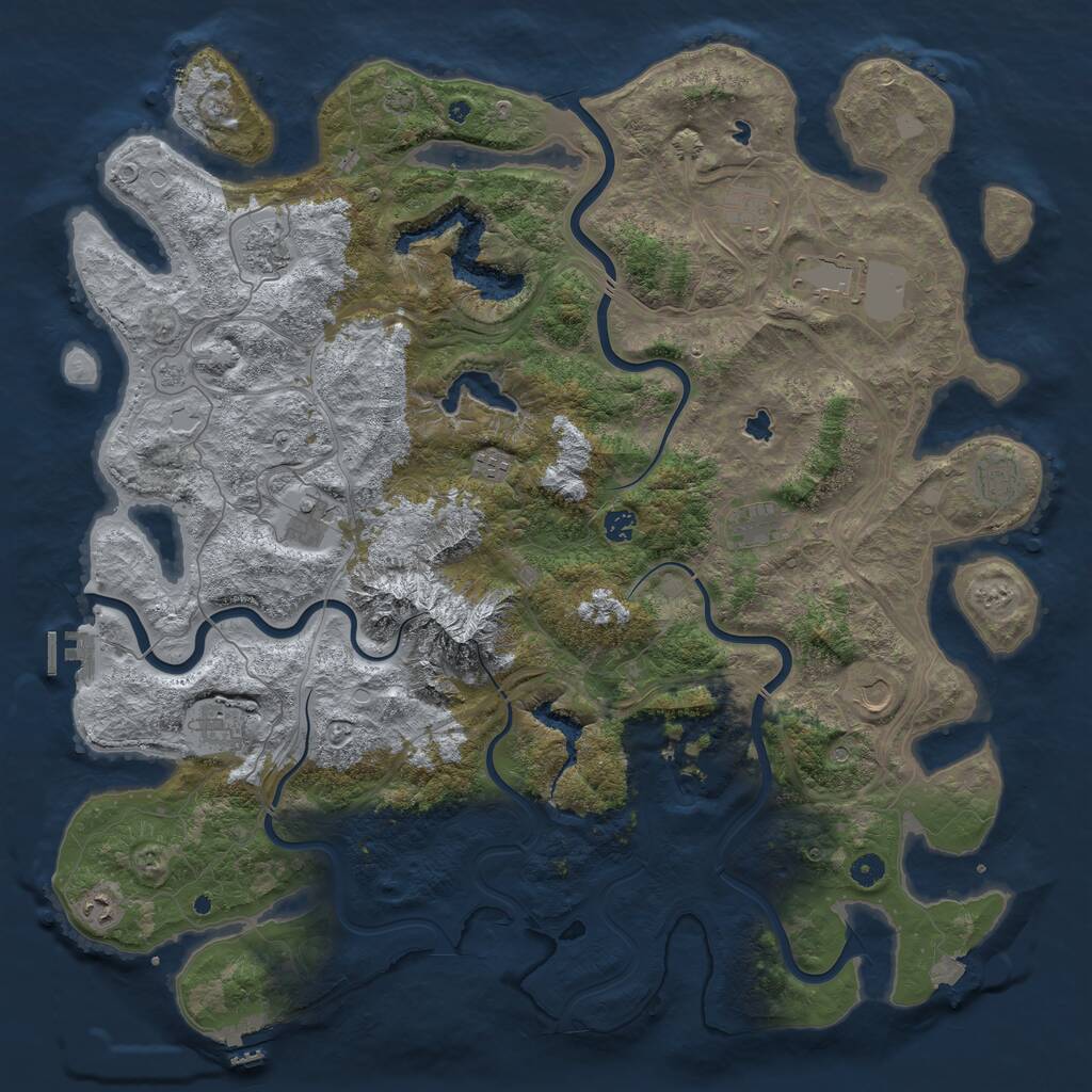 Rust Map: Procedural Map, Size: 5000, Seed: 2117259220, 17 Monuments