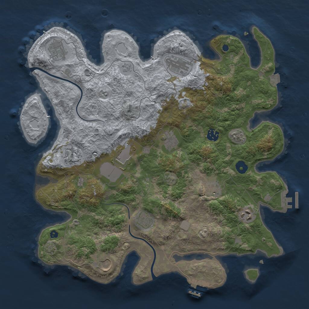 Rust Map: Procedural Map, Size: 3800, Seed: 87968541, 16 Monuments