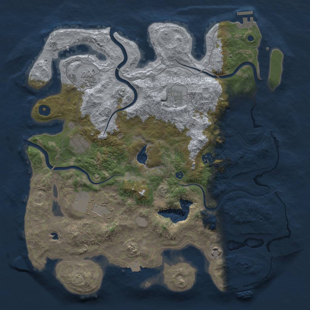 Rust Map: Procedural Map, Size: 4000, Seed: 883646824, 12 Monuments