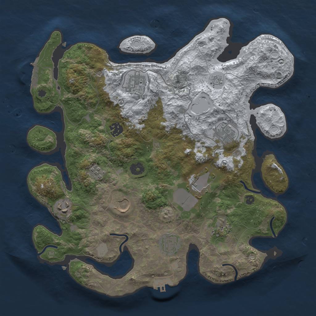 Rust Map: Procedural Map, Size: 3500, Seed: 72905, 18 Monuments