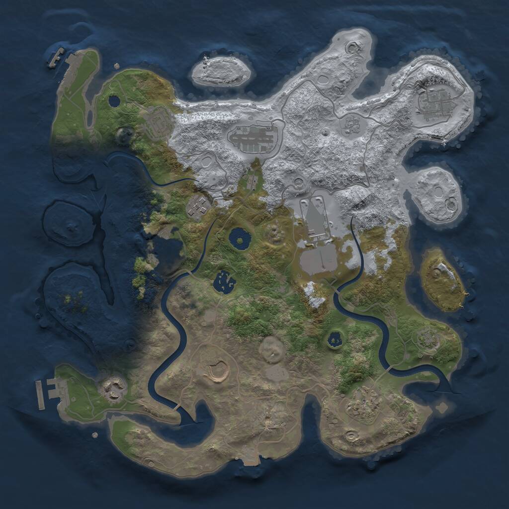 Rust Map: Procedural Map, Size: 3500, Seed: 72905, 16 Monuments