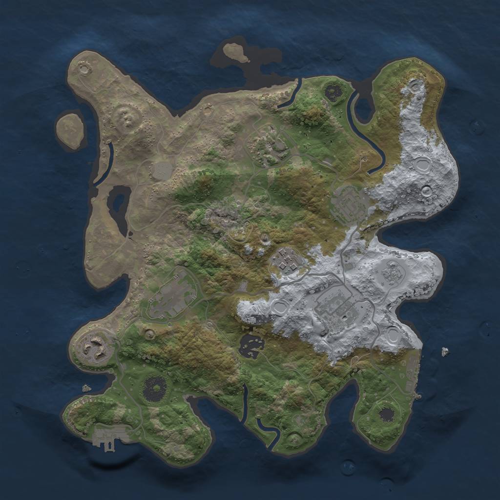 Rust Map: Procedural Map, Size: 3000, Seed: 1213029484, 13 Monuments