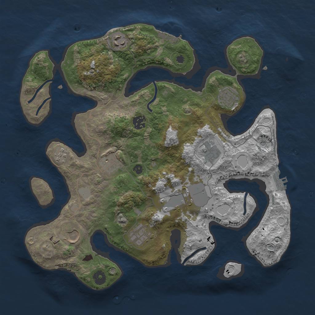 Rust Map: Procedural Map, Size: 3500, Seed: 312981848, 17 Monuments