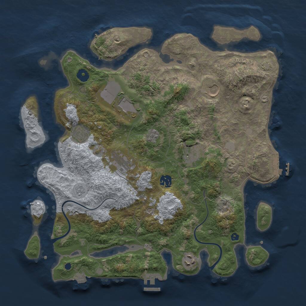 Rust Map: Procedural Map, Size: 3750, Seed: 122655830, 14 Monuments