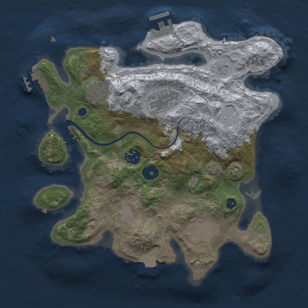 Rust Map: Procedural Map, Size: 3000, Seed: 15230, 9 Monuments