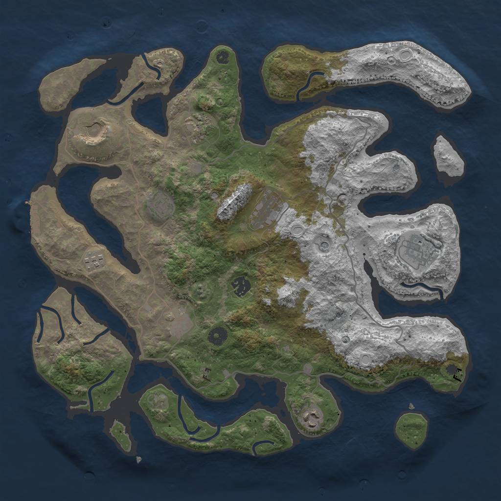 Rust Map: Procedural Map, Size: 4000, Seed: 2129658269, 16 Monuments