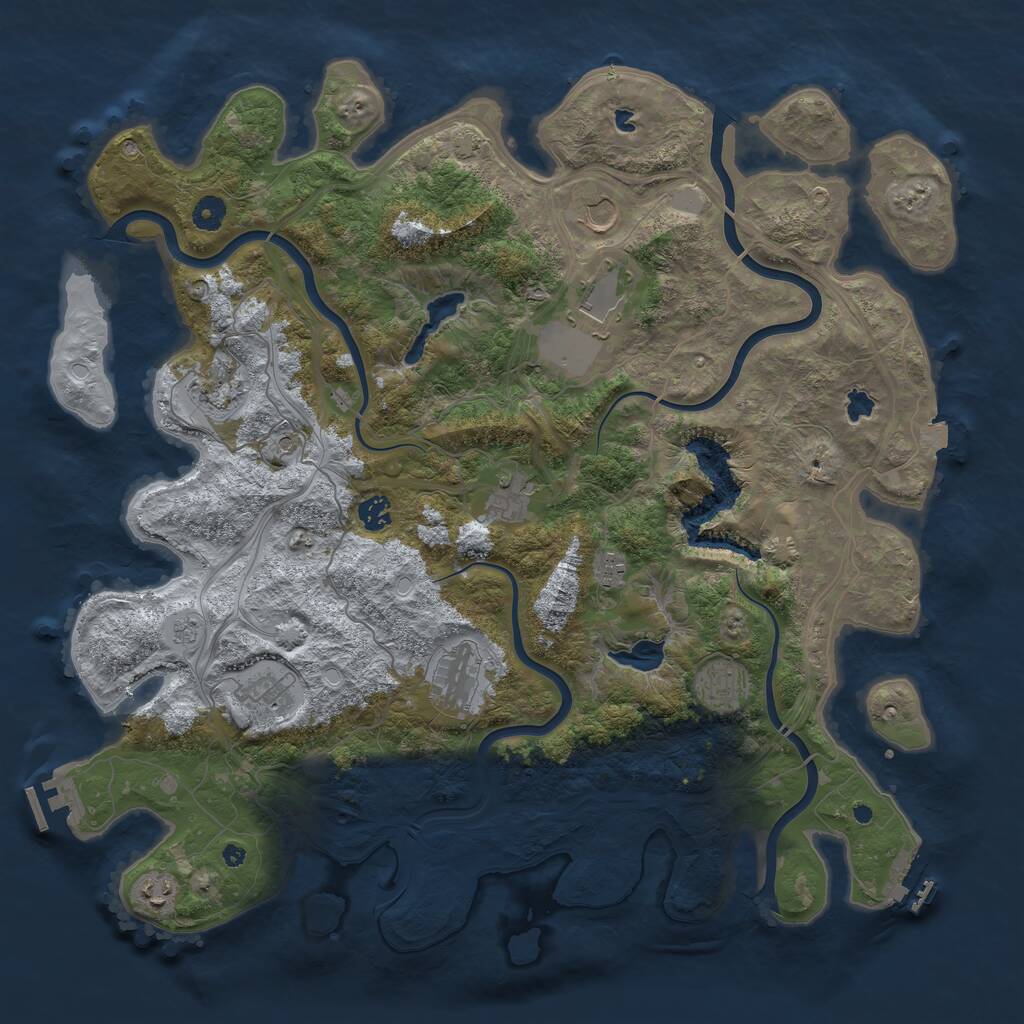 Rust Map: Procedural Map, Size: 4500, Seed: 81113, 16 Monuments