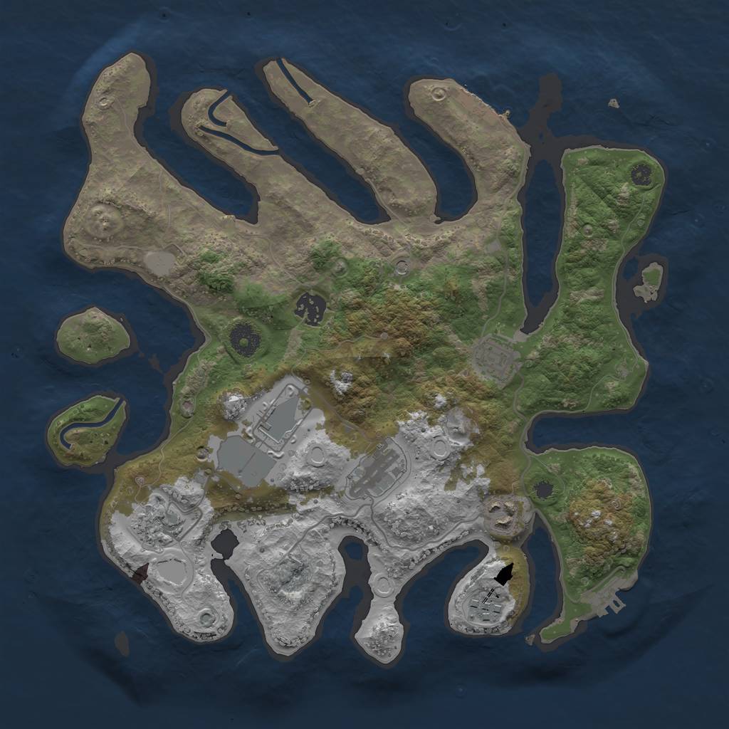 Rust Map: Procedural Map, Size: 3500, Seed: 7250645, 15 Monuments