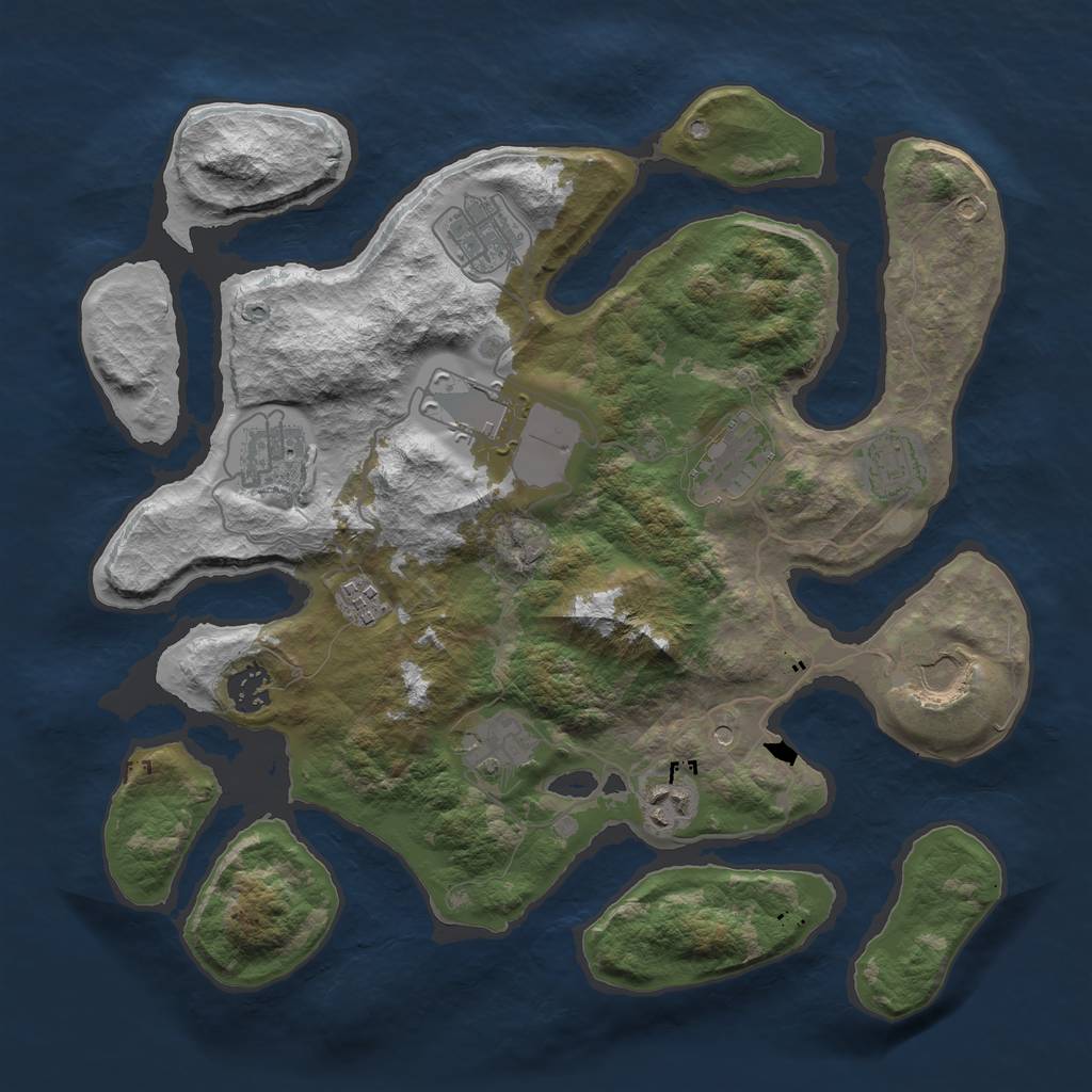 Rust Map: Barren, Size: 3600, Seed: 8, 13 Monuments
