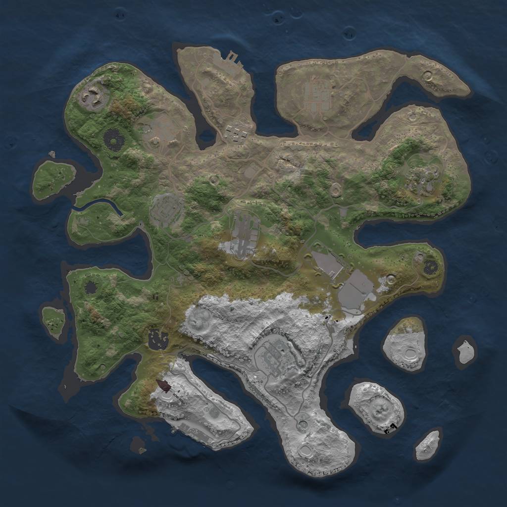 Rust Map: Procedural Map, Size: 3500, Seed: 538200655, 18 Monuments