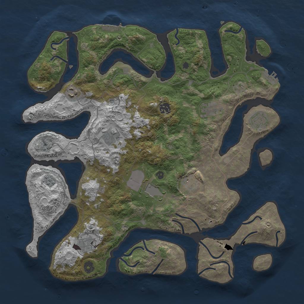 Rust Map: Procedural Map, Size: 4000, Seed: 2304455, 17 Monuments