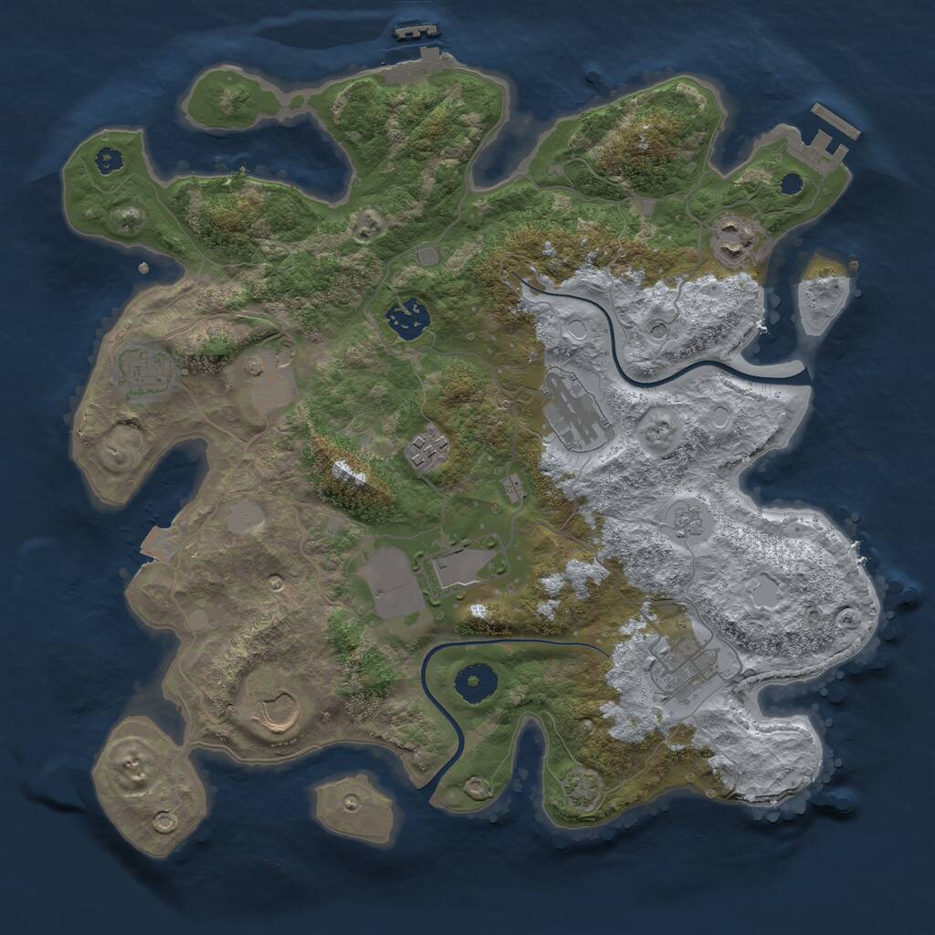 Rust Map: Procedural Map, Size: 3500, Seed: 3537506, 15 Monuments