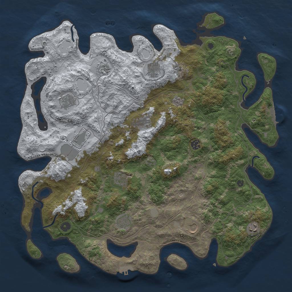 Rust Map: Procedural Map, Size: 4500, Seed: 2106647499, 20 Monuments