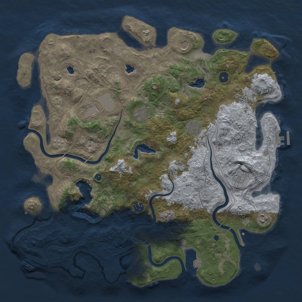 Rust Map: Procedural Map, Size: 4500, Seed: 1277015686, 15 Monuments