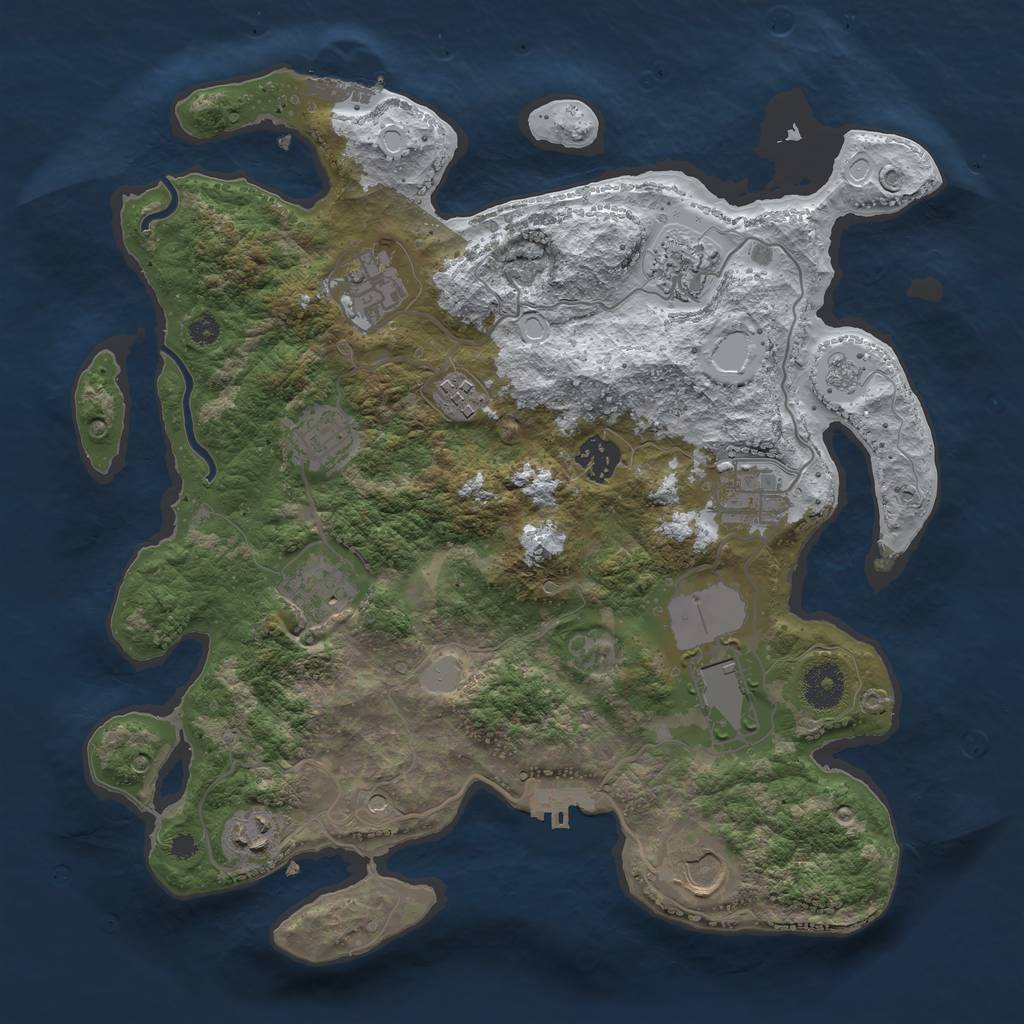 Rust Map: Procedural Map, Size: 3500, Seed: 1647416257, 19 Monuments
