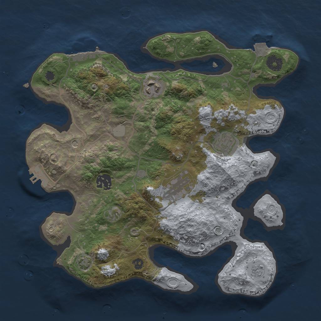Rust Map: Procedural Map, Size: 3000, Seed: 125463, 12 Monuments