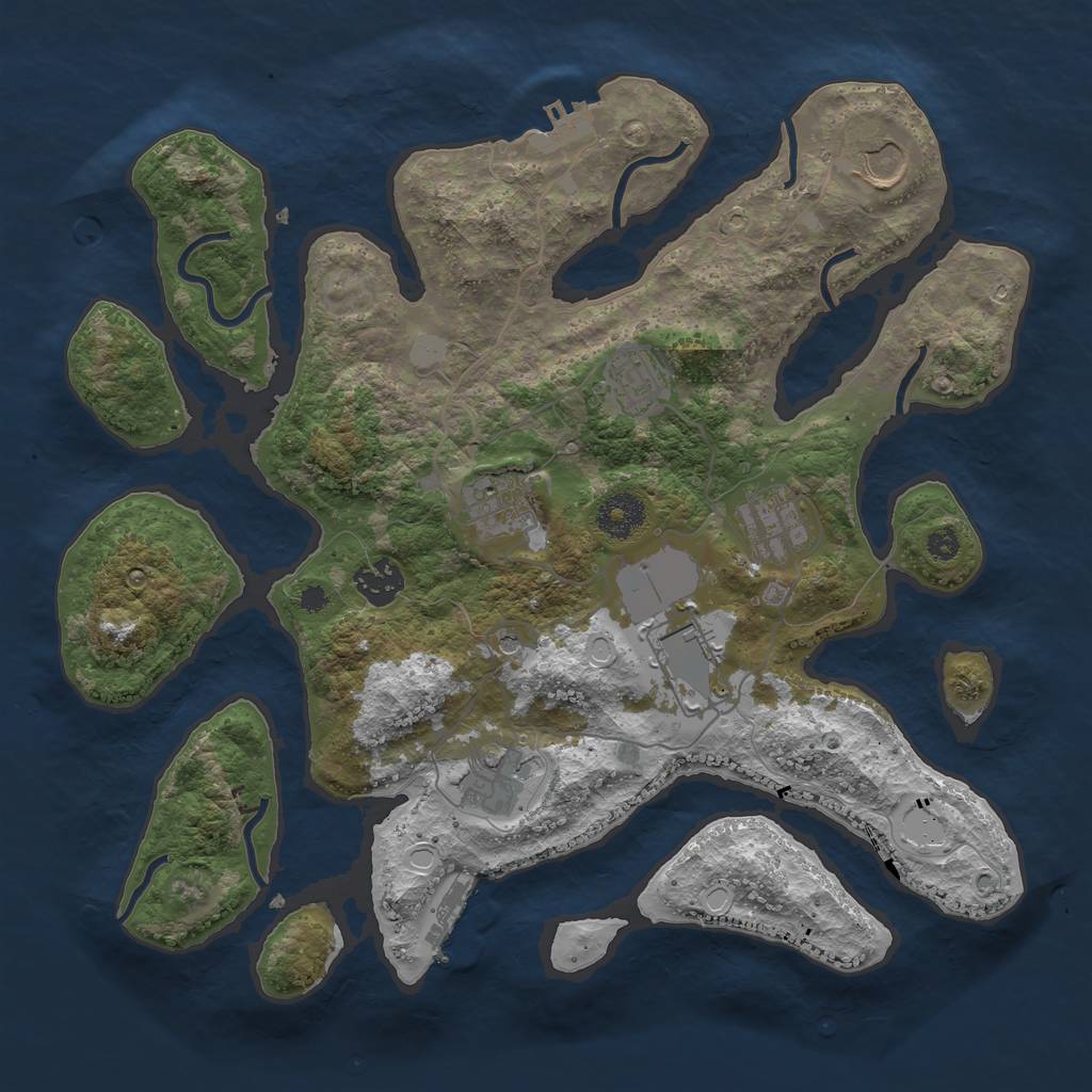 Rust Map: Procedural Map, Size: 3500, Seed: 54564564, 15 Monuments