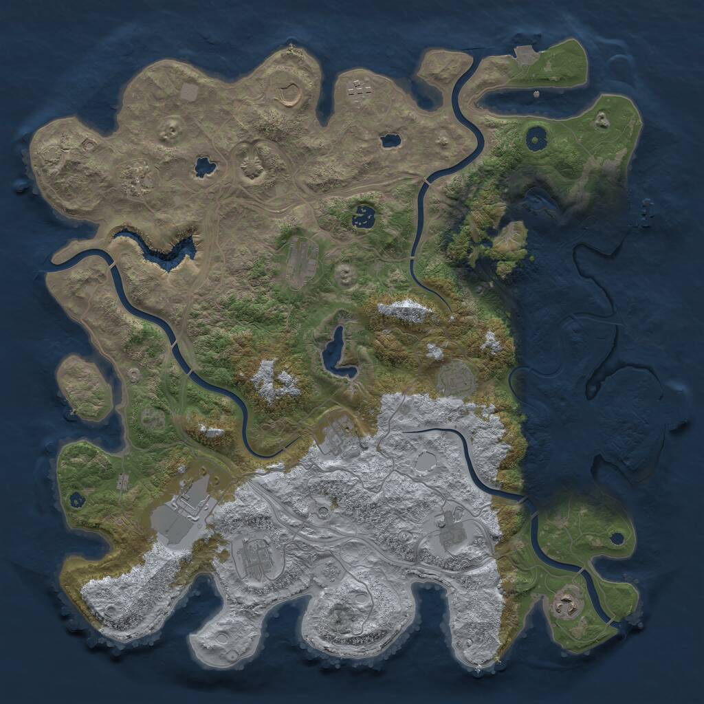 Rust Map: Procedural Map, Size: 4540, Seed: 1000000, 17 Monuments