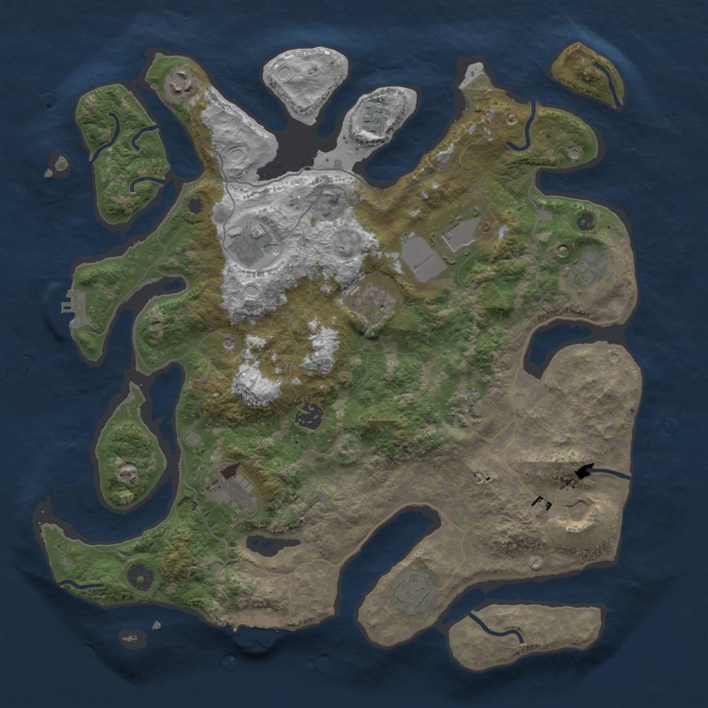 Rust Map: Procedural Map, Size: 4000, Seed: 1410705415, 19 Monuments