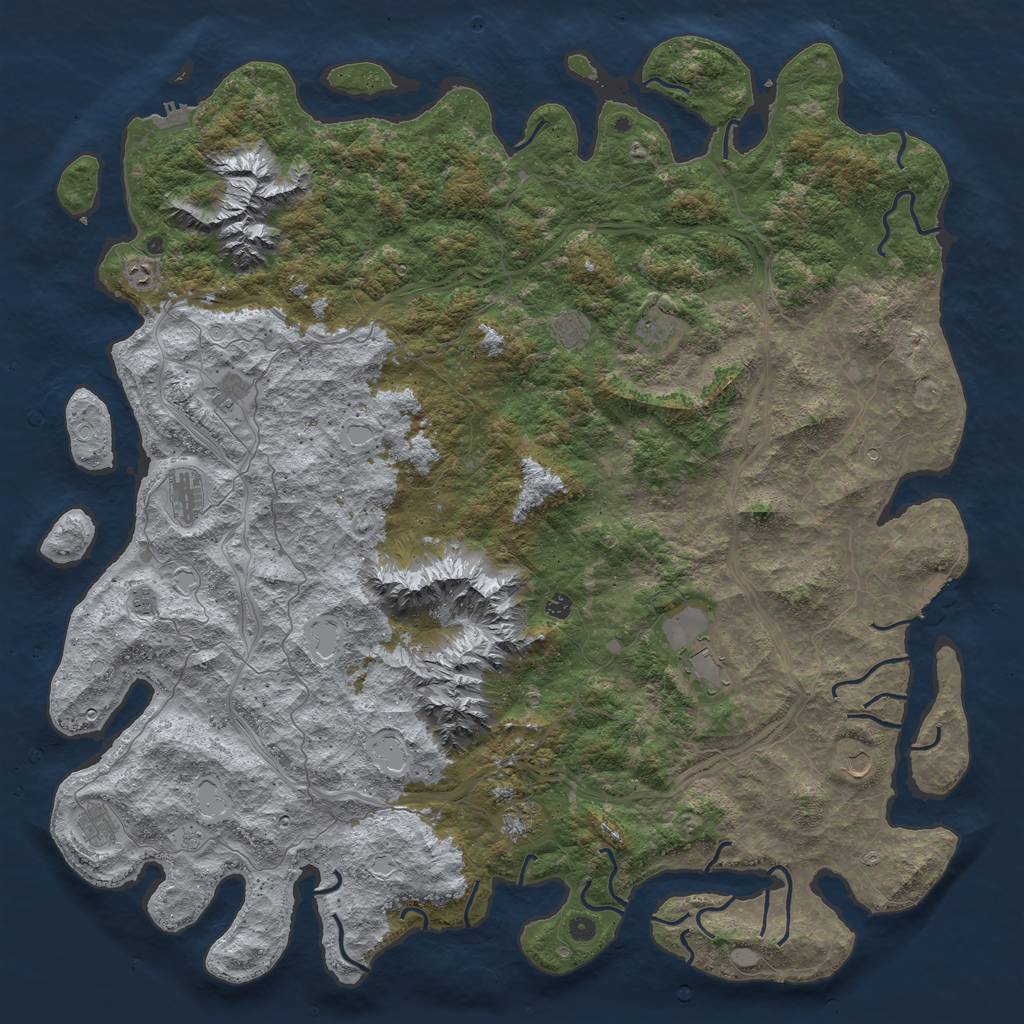 Rust Map: Procedural Map, Size: 6000, Seed: 1243984959, 18 Monuments