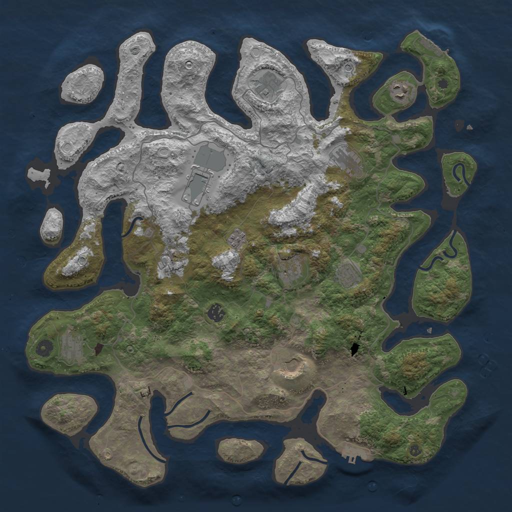 Rust Map: Procedural Map, Size: 4500, Seed: 1270725381, 19 Monuments