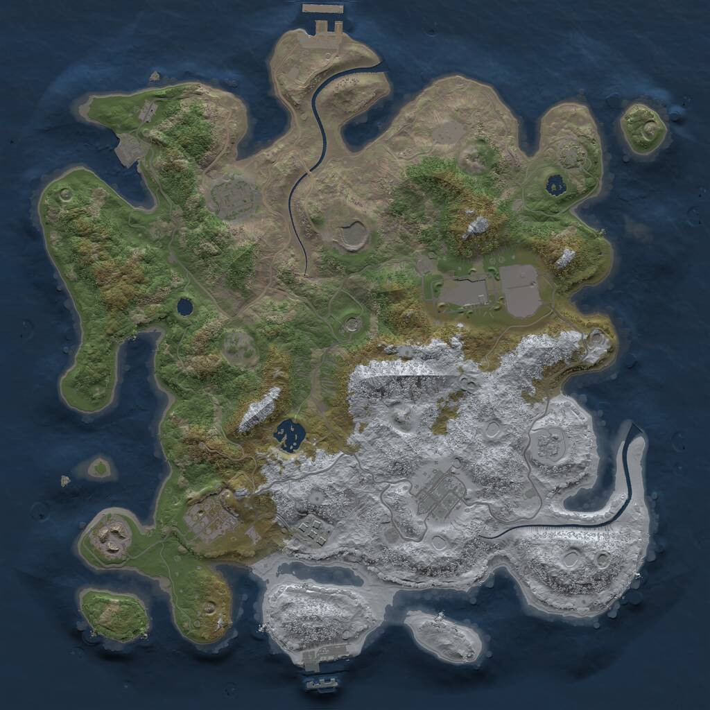 Rust Map: Procedural Map, Size: 3500, Seed: 41022, 14 Monuments