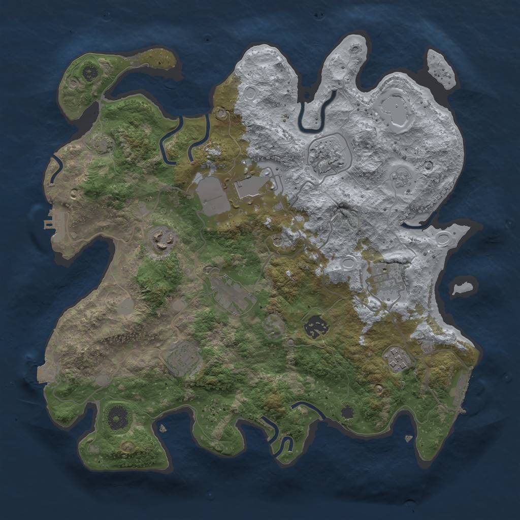 Rust Map: Procedural Map, Size: 3500, Seed: 66830198, 16 Monuments