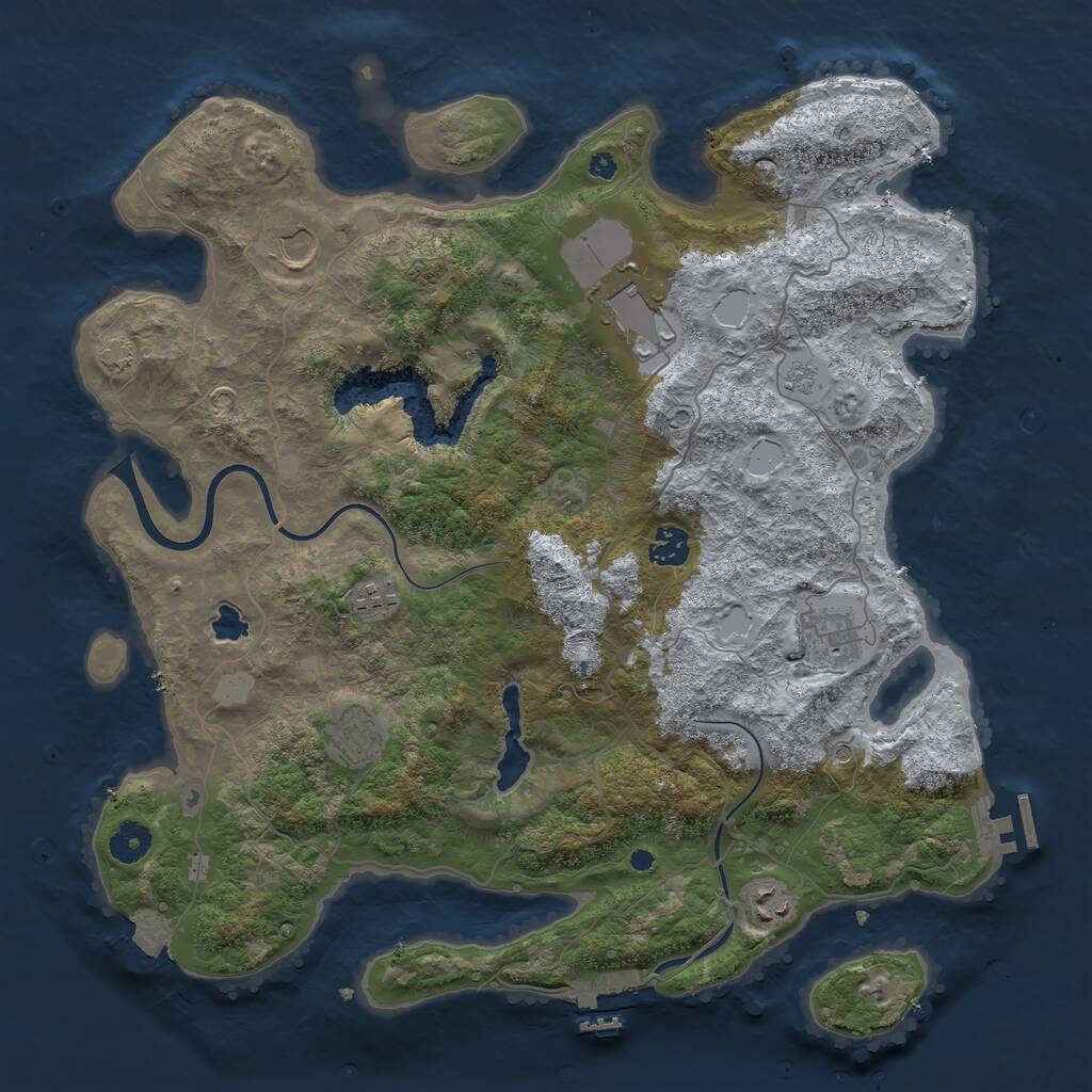 Rust Map: Procedural Map, Size: 4000, Seed: 5476843, 13 Monuments