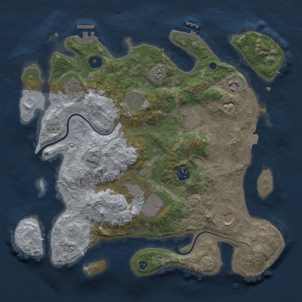 Rust Map: Procedural Map, Size: 3500, Seed: 45435673, 13 Monuments