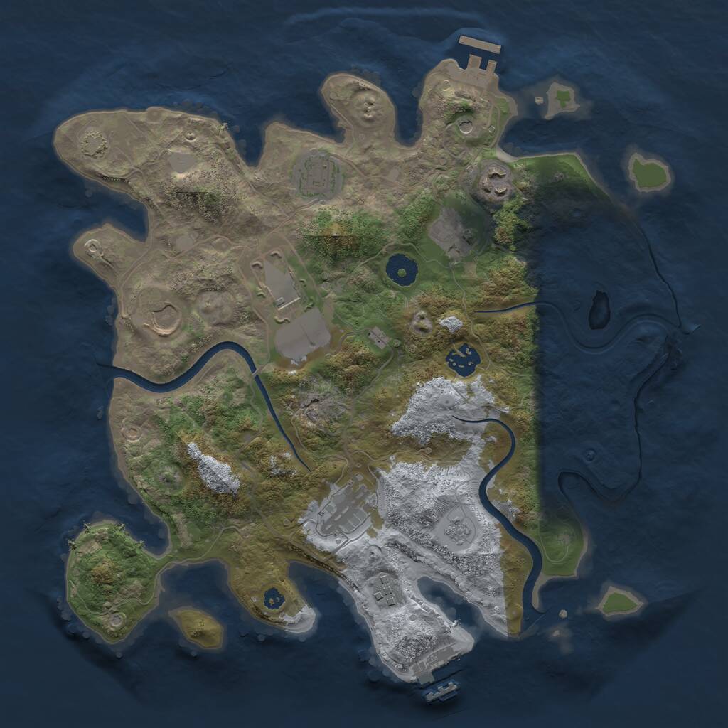 Rust Map: Procedural Map, Size: 3500, Seed: 2117711013, 14 Monuments