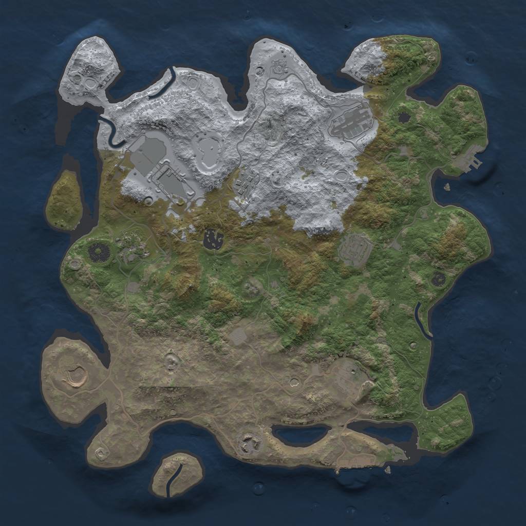 Rust Map: Procedural Map, Size: 3750, Seed: 1478936883, 16 Monuments