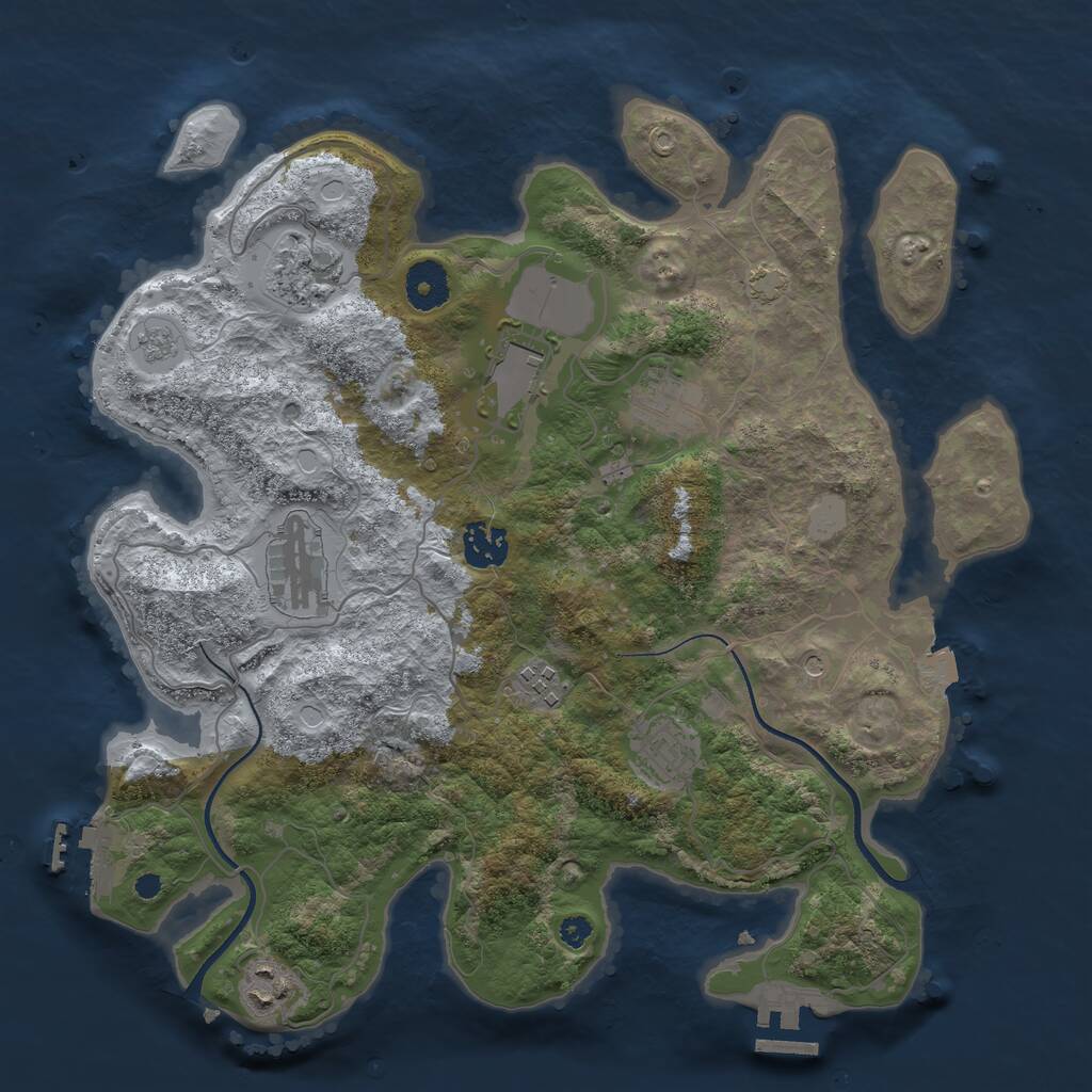 Rust Map: Procedural Map, Size: 3500, Seed: 675400098, 14 Monuments