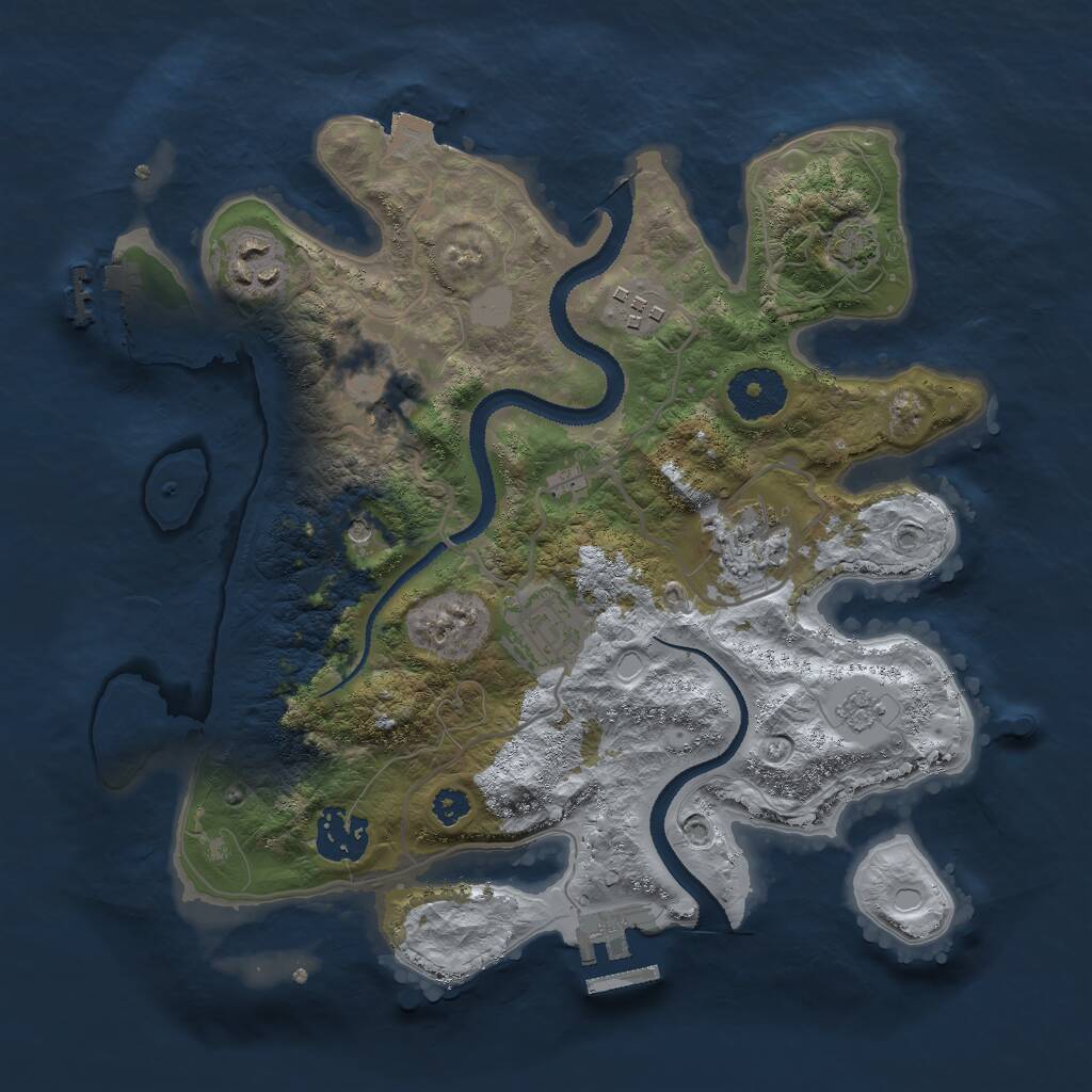 Rust Map: Procedural Map, Size: 3000, Seed: 7689347, 12 Monuments