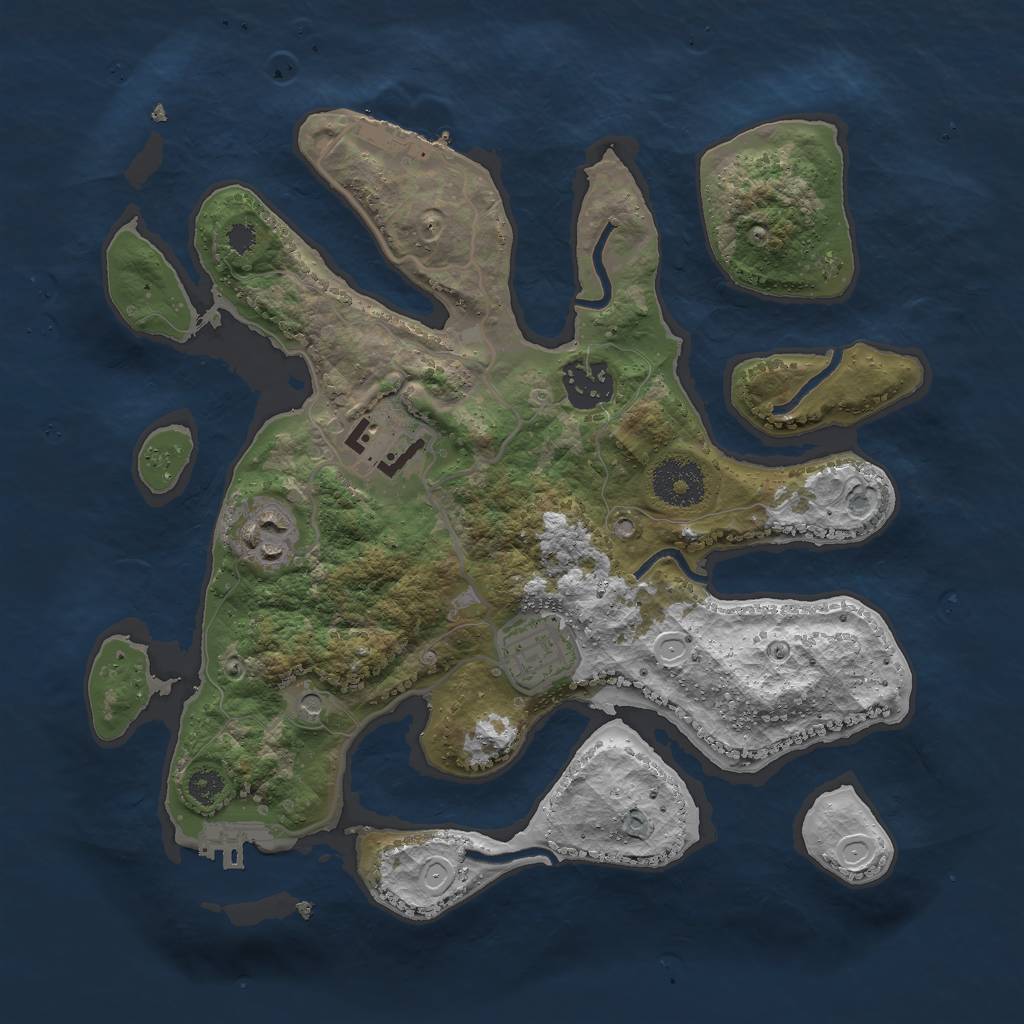 Rust Map: Procedural Map, Size: 3000, Seed: 7689347, 12 Monuments
