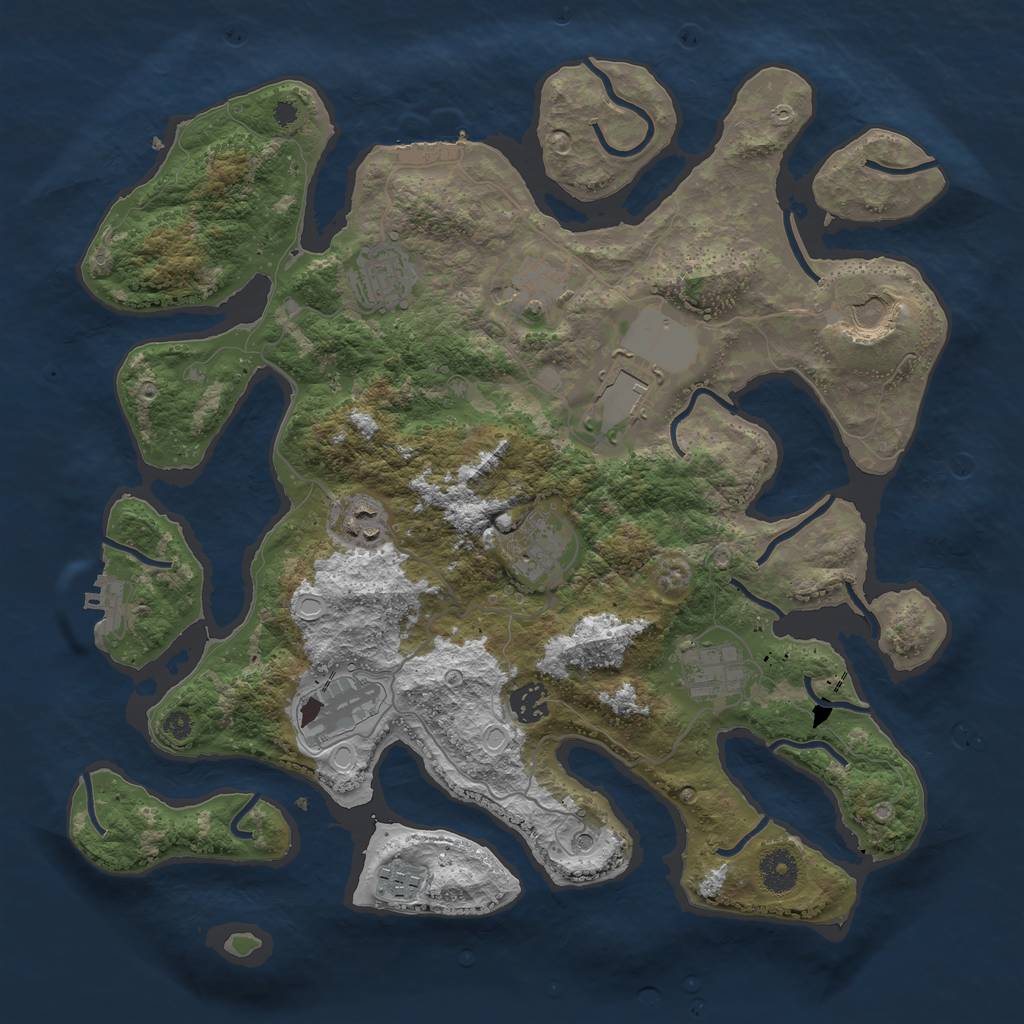 Rust Map: Procedural Map, Size: 3800, Seed: 1620620843, 18 Monuments