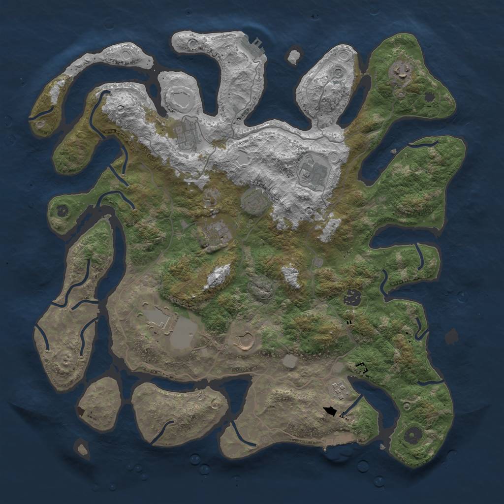 Rust Map: Procedural Map, Size: 4300, Seed: 4156654, 17 Monuments